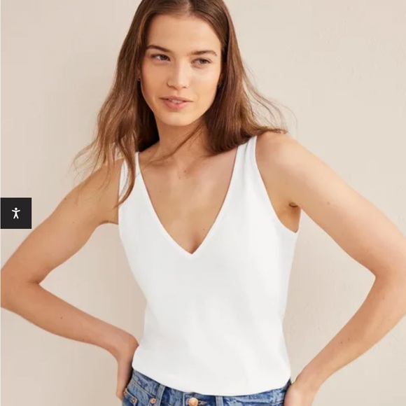 Boden Tops - Boden 100% Cotton White V-Neck Tank Size Small